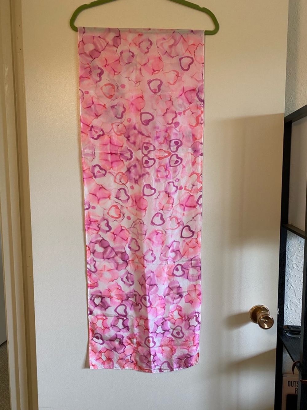 Handmade heart print silk scarf